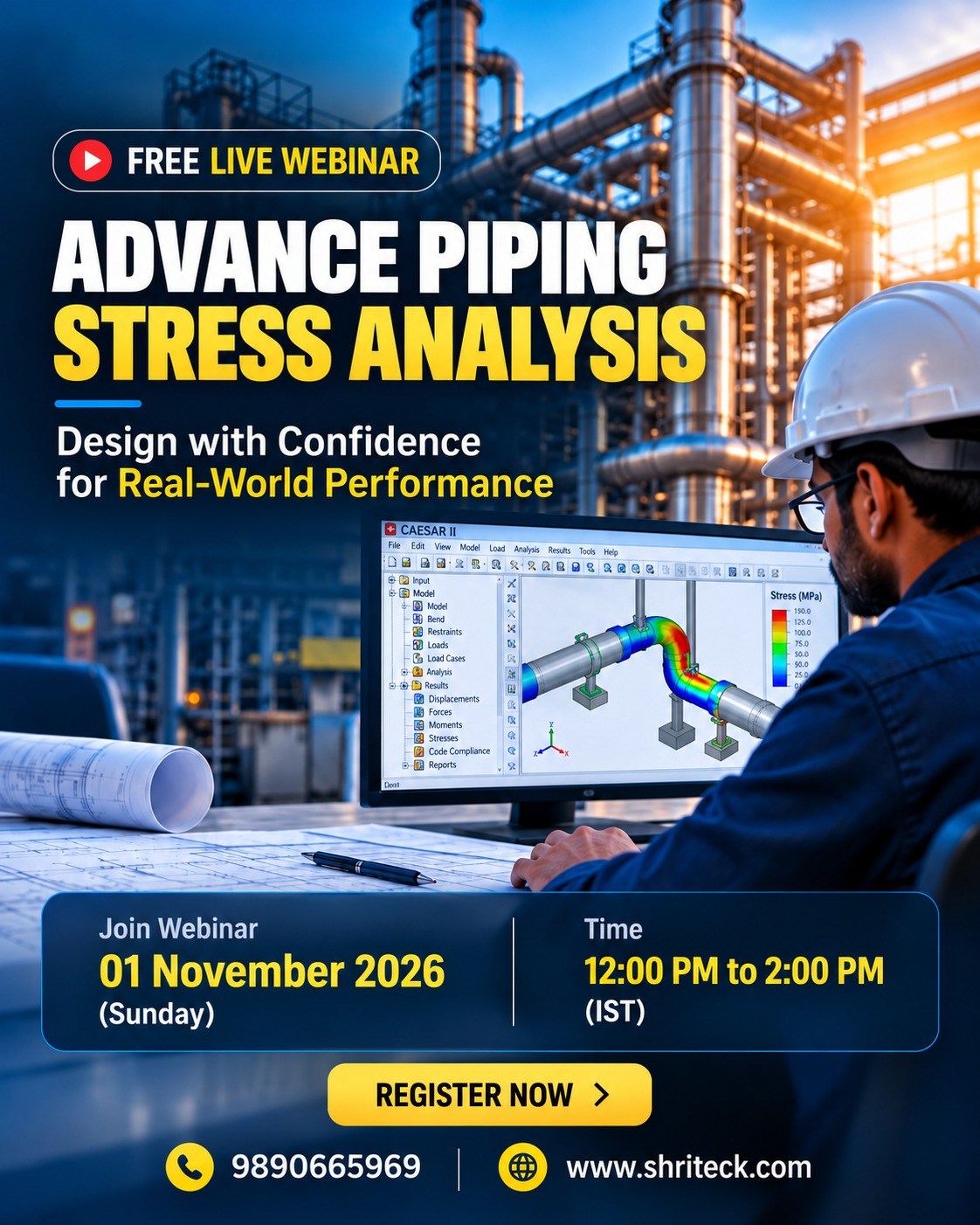 Free live webinar: Advance Piping Stress Analysis. 01 November 2026, 12 PM to 2 PM IST. Register now.